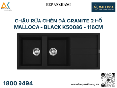Chậu rửa chén đá Granite 2 hố Malloca - Black K50086 - 116cm